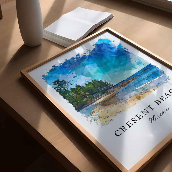 Cresent Beach Art, Cape Elizabeth Print, Maine Wall Art, Cresent Beach ME Gift, Travel Print, Travel Poster, Travel Gift, Housewarming Gift