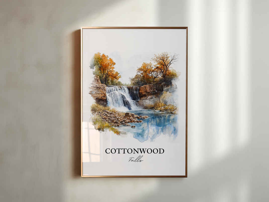 Cottonwood Falls Wall Art, Chase County Print, Kansas Watercolor Art, Cottonwood Falls Gift, Travel Print, Travel Poster, Housewarming Gift