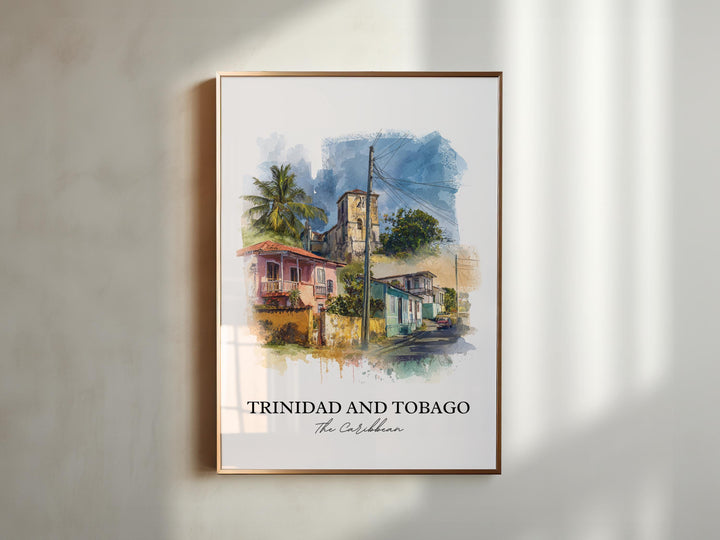 Trinidad and Tobago Art, Trinidad Print, Caribbean Watercolor Art, Trinidad and Tobago Gift, Travel Print, Travel Poster, Housewarming Gift