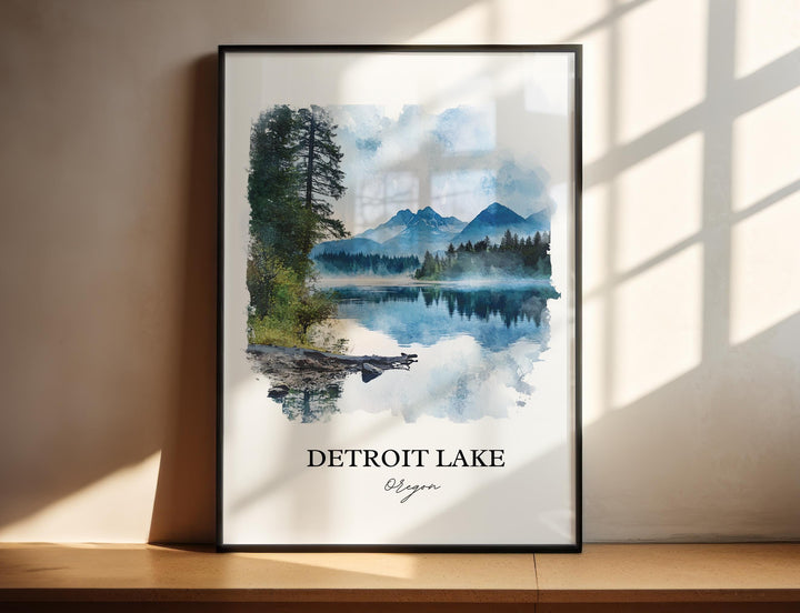 Detroit Lake, Oregon, USA – Watercolor Art Print