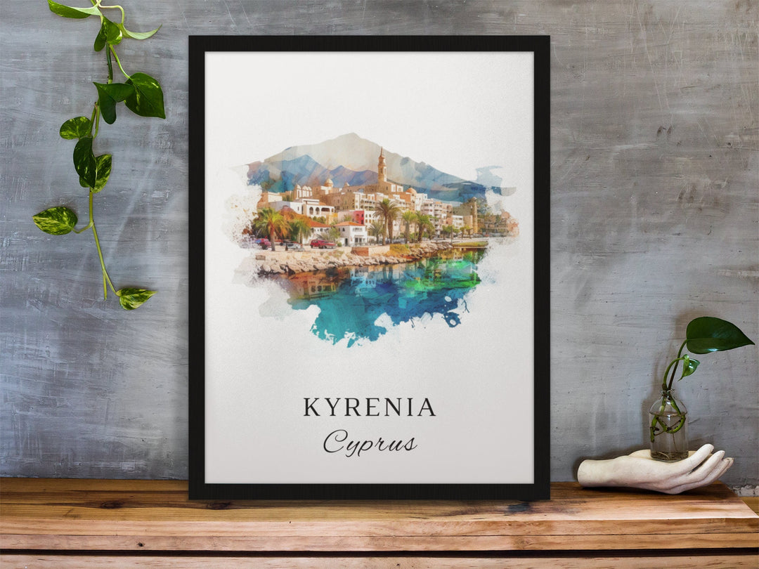 Kyrenia Greece wall art - Greece, Cyprus poster, Kyrenia Wedding gift, Northern Cyprus Birthday present, Custom Text, Personalized Gift