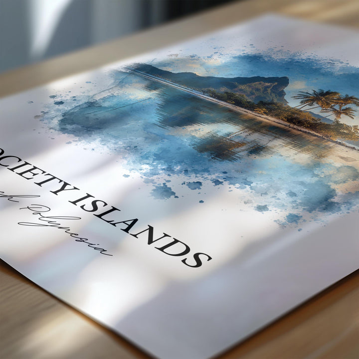 Society Islands Wall Art, Polynesia Print, French Polynesia Artwork, Society Islands Gift, Travel Print, Travel Poster, Housewarming Gift