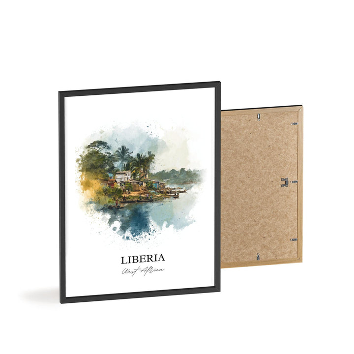 Liberia Wall Art, Africa Print, Liberia Watercolor Art, Liberia Africa Gift, Travel Print, Travel Poster, Housewarming Gift