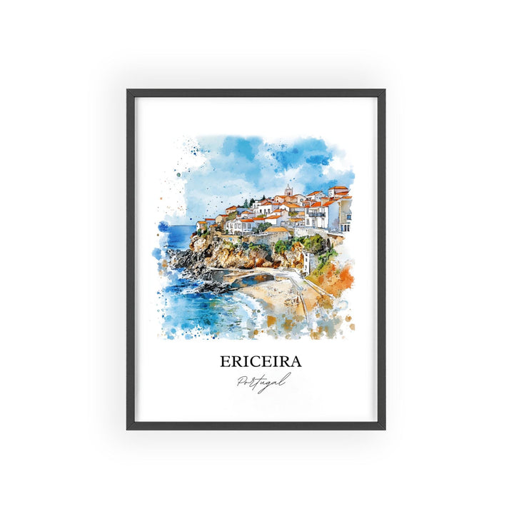 Ericeira Wall Art, Lisbon Print, Portugal Watercolor Art, Ericeira Gift, Travel Print, Travel Poster, Housewarming Gift