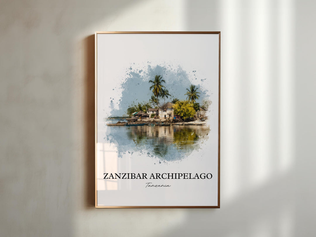 Zanzibar Wall Art, Zanzibar Print, Zanzibar Watercolor Art, Tanzania Gift, Tanzania Travel Print, Travel Poster, Housewarming Gift