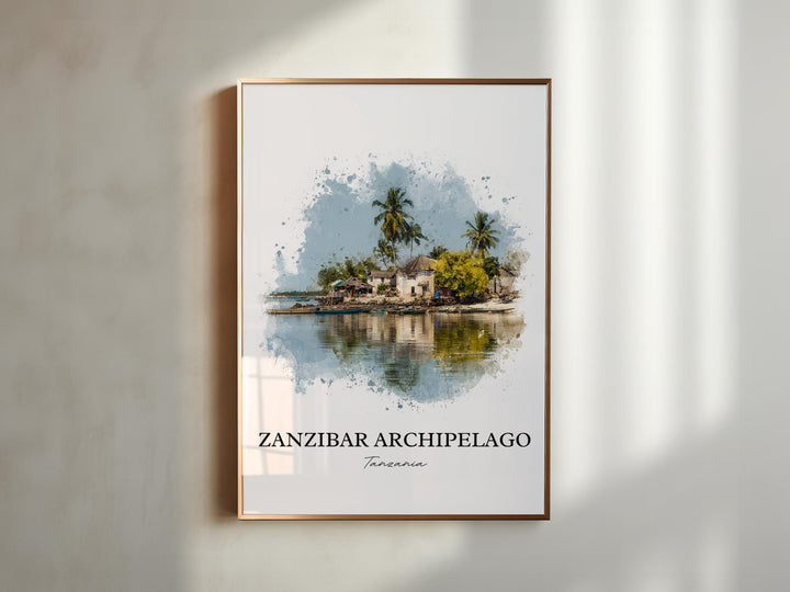 Zanzibar Wall Art, Zanzibar Print, Zanzibar Watercolor Art, Tanzania Gift, Tanzania Travel Print, Travel Poster, Housewarming Gift