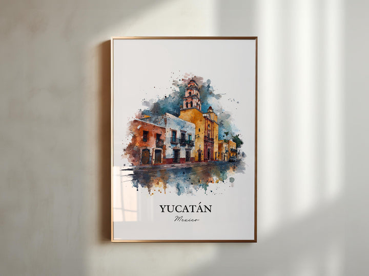 Yucatán Mexico Wall Art, Yucatán Print, Yucatán Watercolor Art, Yucatán MX Gift, Mexico Travel Print, Travel Poster, Housewarming Gift