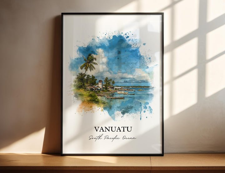 Vanuatu Wall Art, Vanuatu Print, Vanuatu Watercolor Art, Vanuatu Island Gift, Travel Print, Travel Poster, Housewarming Gift