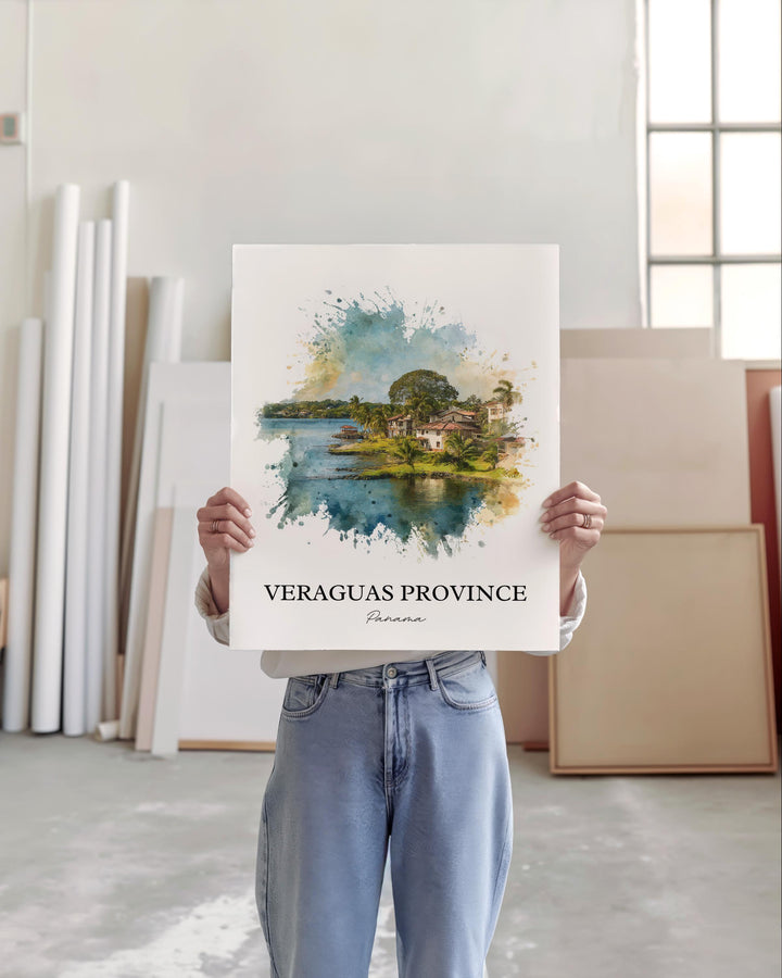 Veraguas Province Wall Art, Panama Print, Panama Watercolor Art, Panama Gift, Veraguas Panama Travel Print, Travel Poster, Housewarming Gift