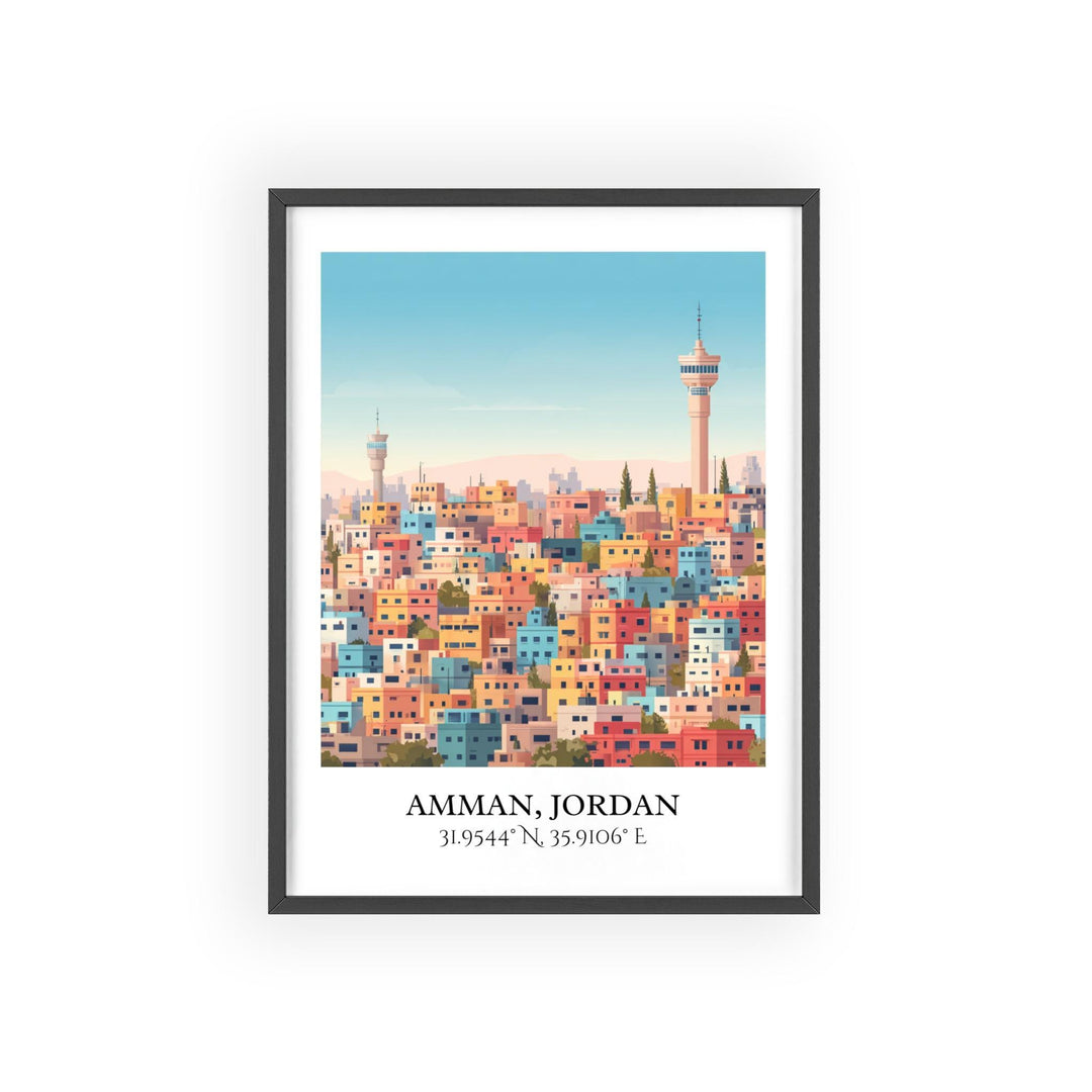 Amman Jordan Art, Amman Retro Travel Art, Amman Home Decor, Jordan Gift, Jordan Country Travel Art, Travel Prints, Housewarming Gift