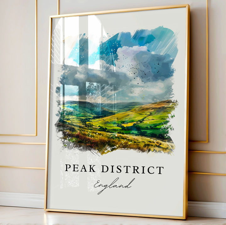 Peak District National Park Wall Art, Peak District Print, Peak UK Watercolor, England Gift,