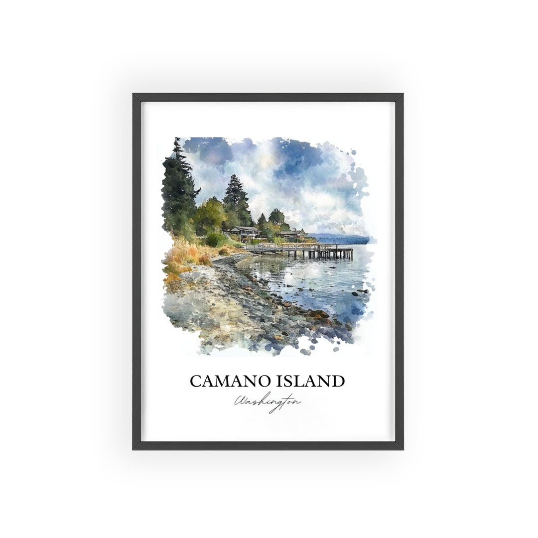 Camano Island Wall Art, Camano WA Print, Washington Watercolor Art, Camano Island Gift, Travel Print, Travel Poster, Housewarming Gift