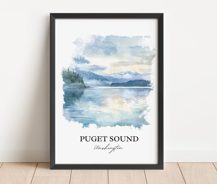 Puget Sound WA Wall Art, Camano Island Print, Washington State Watercolor, Puget Sound Gift, Travel Print, Travel Poster, Housewarming Gift