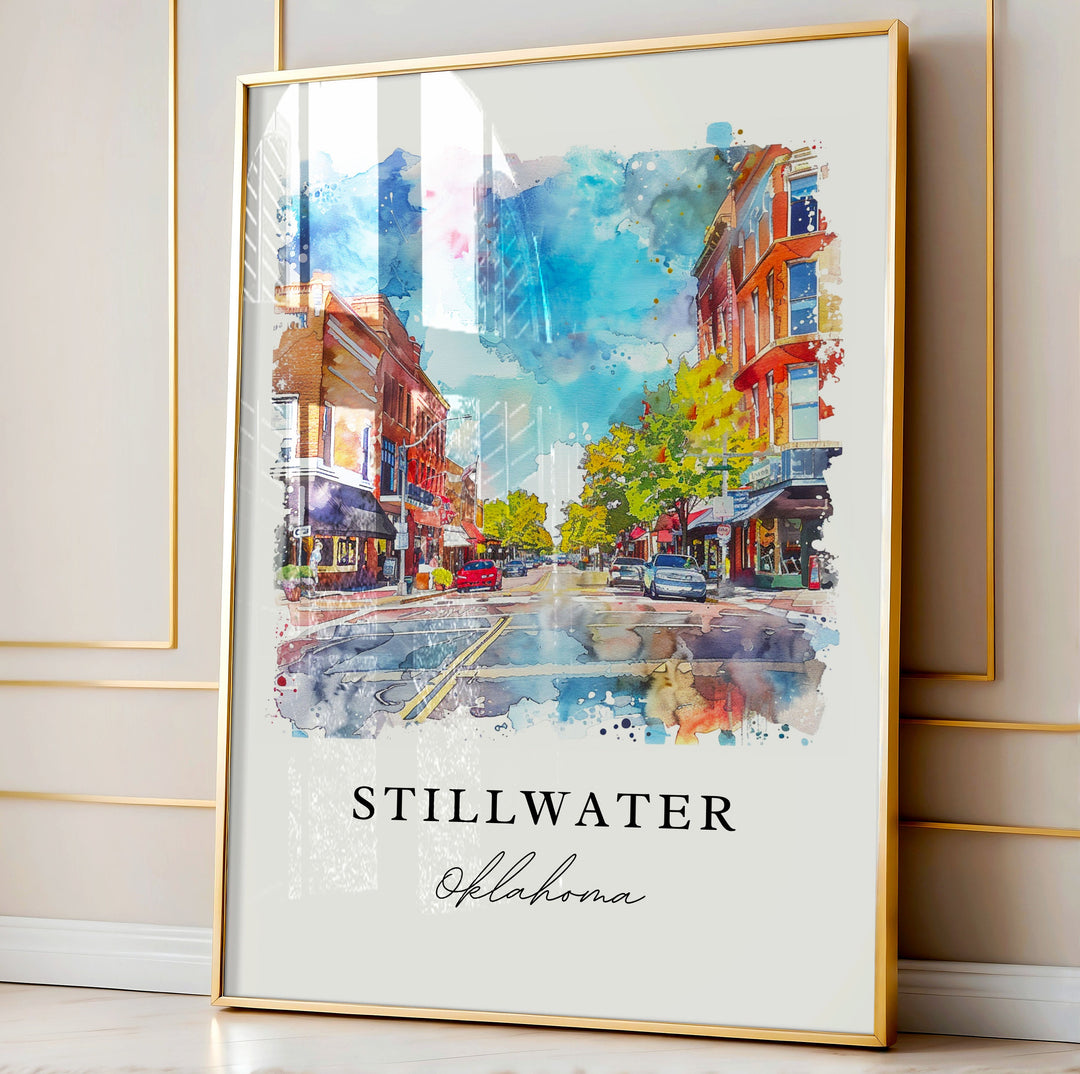 Stillwater OK Art Print, Stillwater Print, Oklahoma Wall Art, Stillwater Gift, Travel Print, Travel Poster, Travel Gift, Housewarming Gift