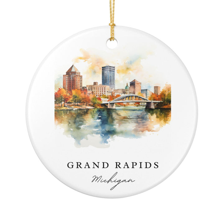 Grand Rapids MI Ornament: Unique Grand Rapids Souvenir, Grand Rapids Xmas Decor, and Authentic Grand Rapids Michigan Gift