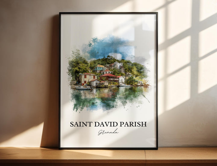 Saint David Parish Art, Grenada Print, Grenada Watercolor Art, Grenada Gift, Grenada Travel Print, Travel Poster, Housewarming Gift
