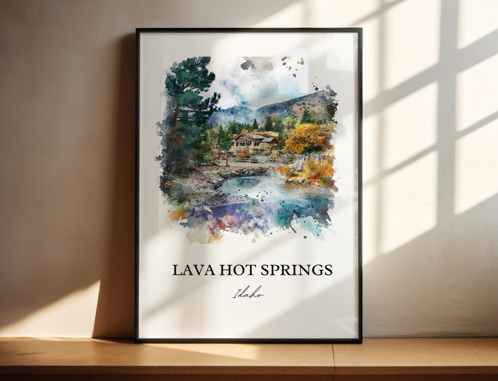 Lava Hot Springs Wall Art, Pocatello Print, Bannock County Watercolor, Lava Hot Springs Gift, Travel Print, Travel Poster, Housewarming Gift