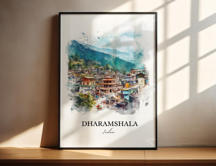 Dharamshala Wall Art, Himachal Pradesh Print, India Watercolor Art, Dharamshala Gift, Travel Print, Travel Poster, Housewarming Gift