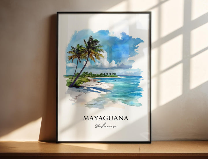 Mayaguana Wall Art, Mayaguana Bahamas Print, Bahamas Watercolor Art, Mayaguana Gift, Travel Print, Travel Poster, Housewarming Gift