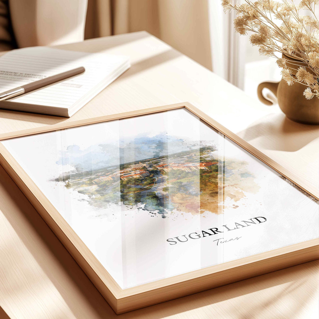 Sugar Land, Texas – Watercolor Art Print