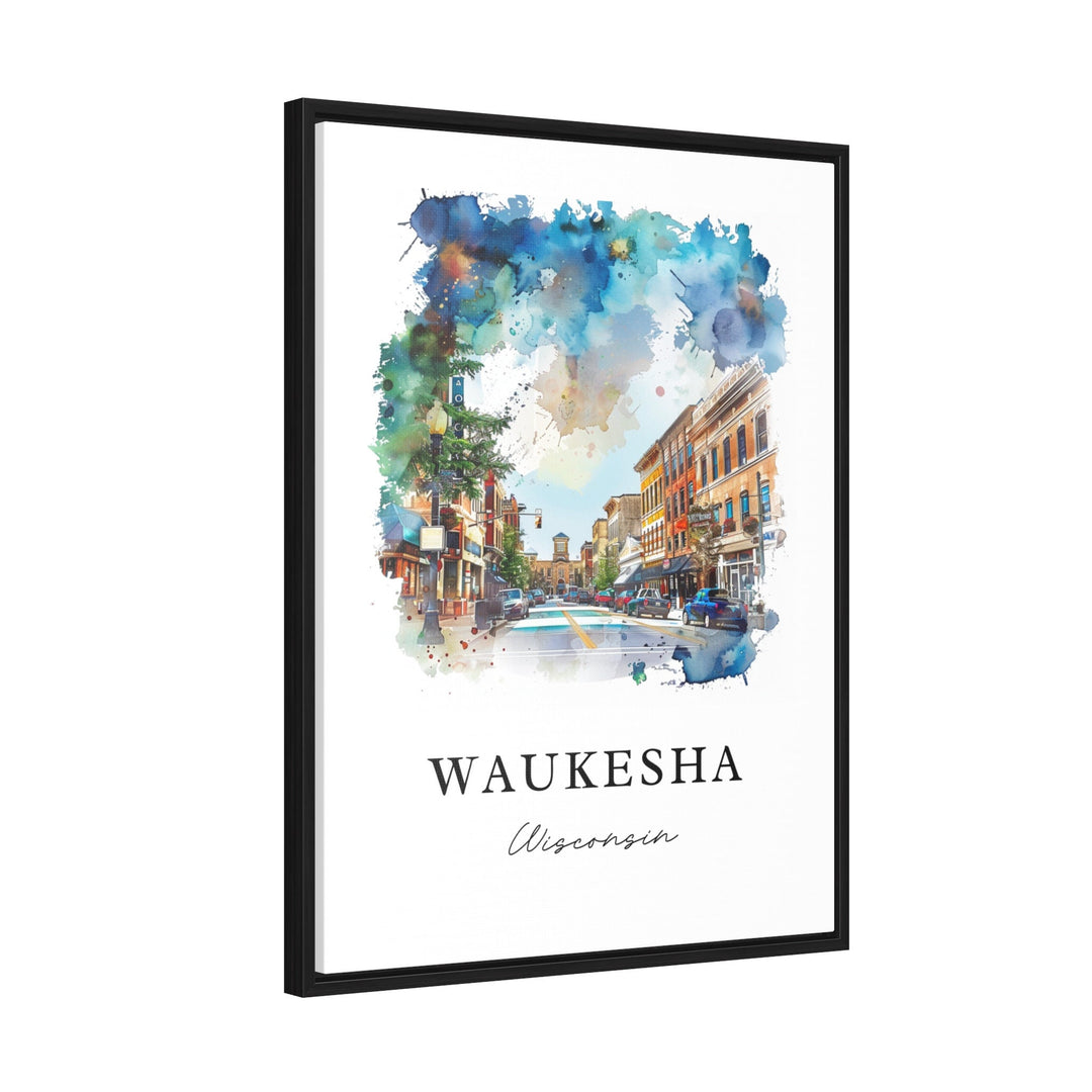 Waukesha WI Art, Waukesha Wisconsin Print, Waukesha Watercolor Art, Waukesha County Gift,