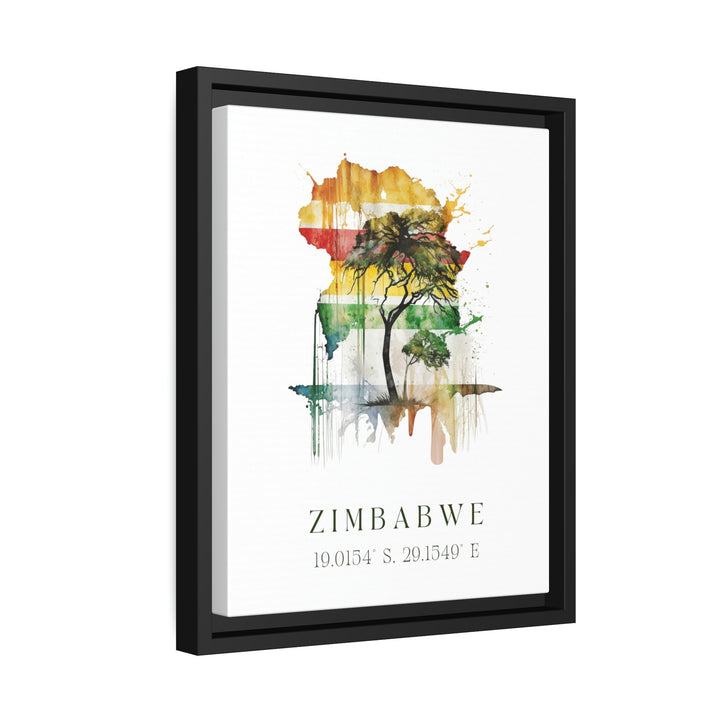 Zimbabwe wall art - Africa, Zimbabwe poster, Zimbabwe Wedding gift, Zimbabwe coordinates Birthday present, Custom Text, Personalised Gift