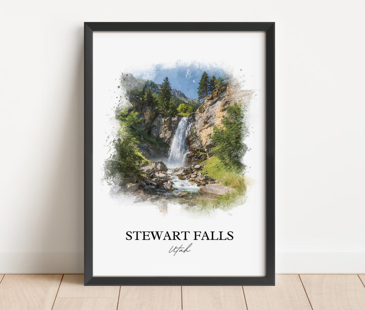 Stewart Falls Wall Art, Utah County Print, Utah Watercolor Art, Stewart Falls UT Gift, Travel Print, Travel Poster, Housewarming Gift