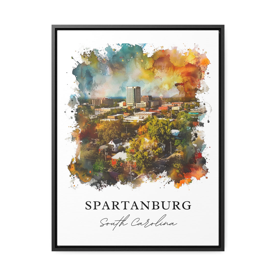 Spartanburg SC Wall Art, Spartanburg SC Print, Spartanburg Watercolor, Spartanburg Gift,