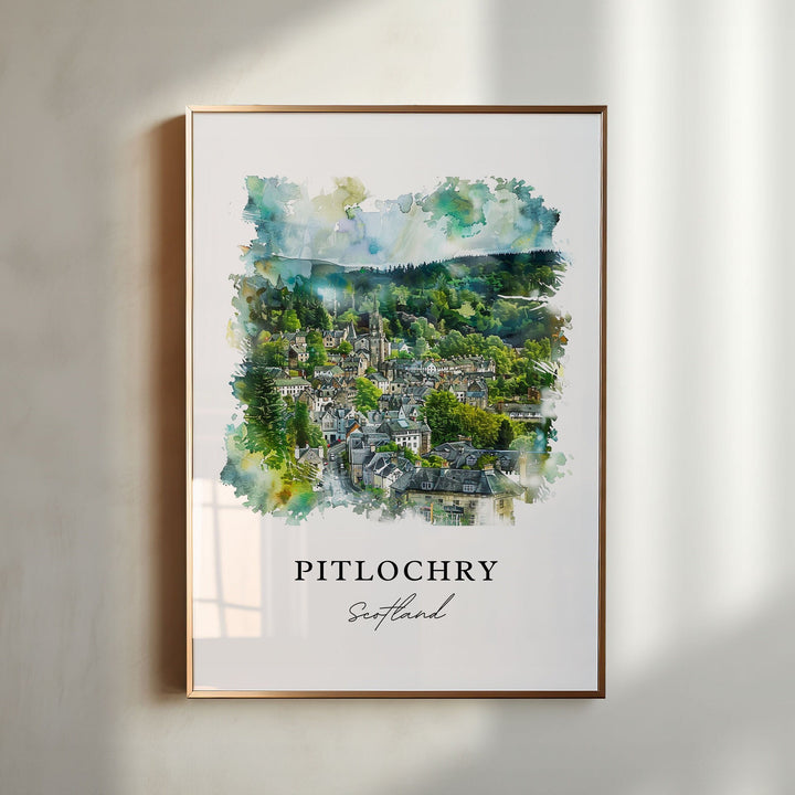 Pitlochry Wall Art, Pitlochry Scotland Print, Pitlochry Watercolor, Pitlochry Gift,