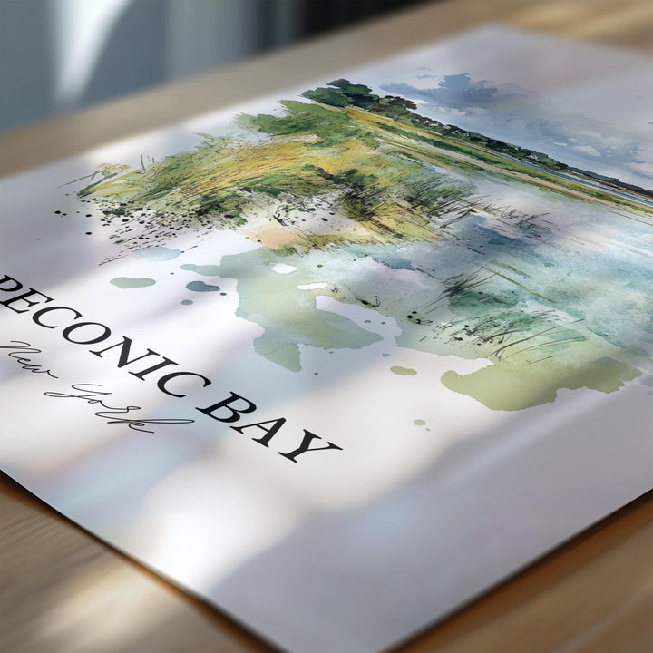 Peconic Bay Wall Art, Suffolk County Print, Long Island Watercolor Art, Peconic Bay Gift, Travel Print, Travel Poster, Housewarming Gift