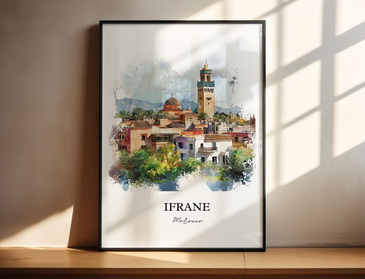 Ifrane, Morocco – Watercolor Art Print of Middle Atlas Mountains