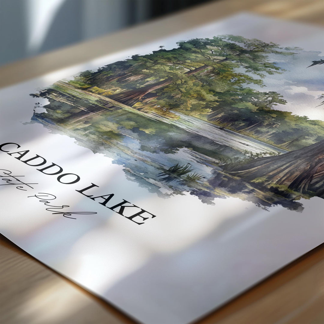 Caddo Lake State Park Art, Harrison County Print, Texas Watercolor Art, Caddo Lake Gift, Travel Print, Travel Poster, Housewarming Gift