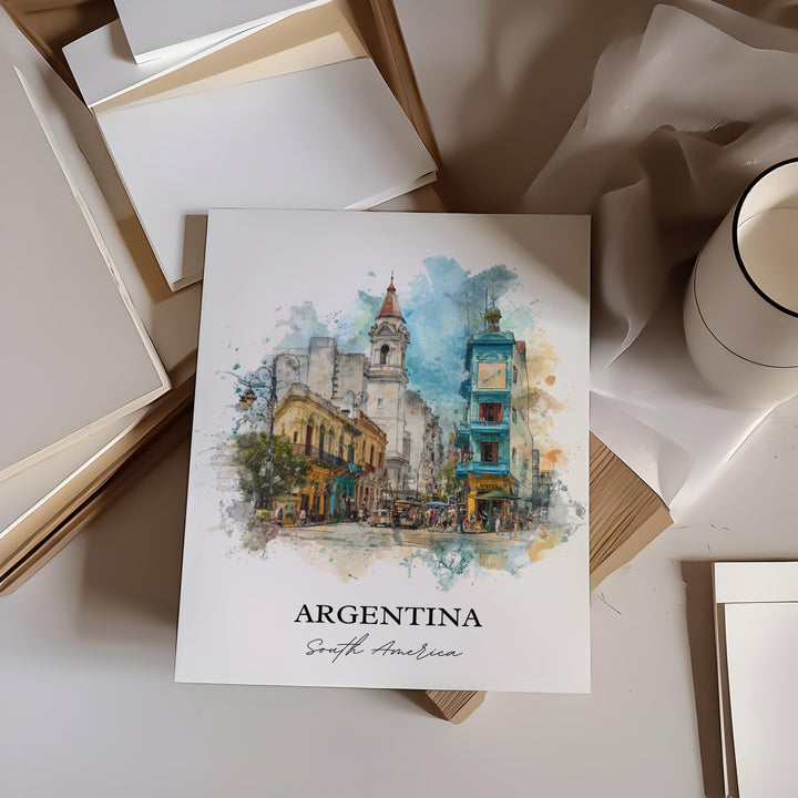 Argentina Wall Art, Argentina Print, Argentina Watercolor Art, Argentina Gift, Travel Print, Travel Poster, Housewarming Gift