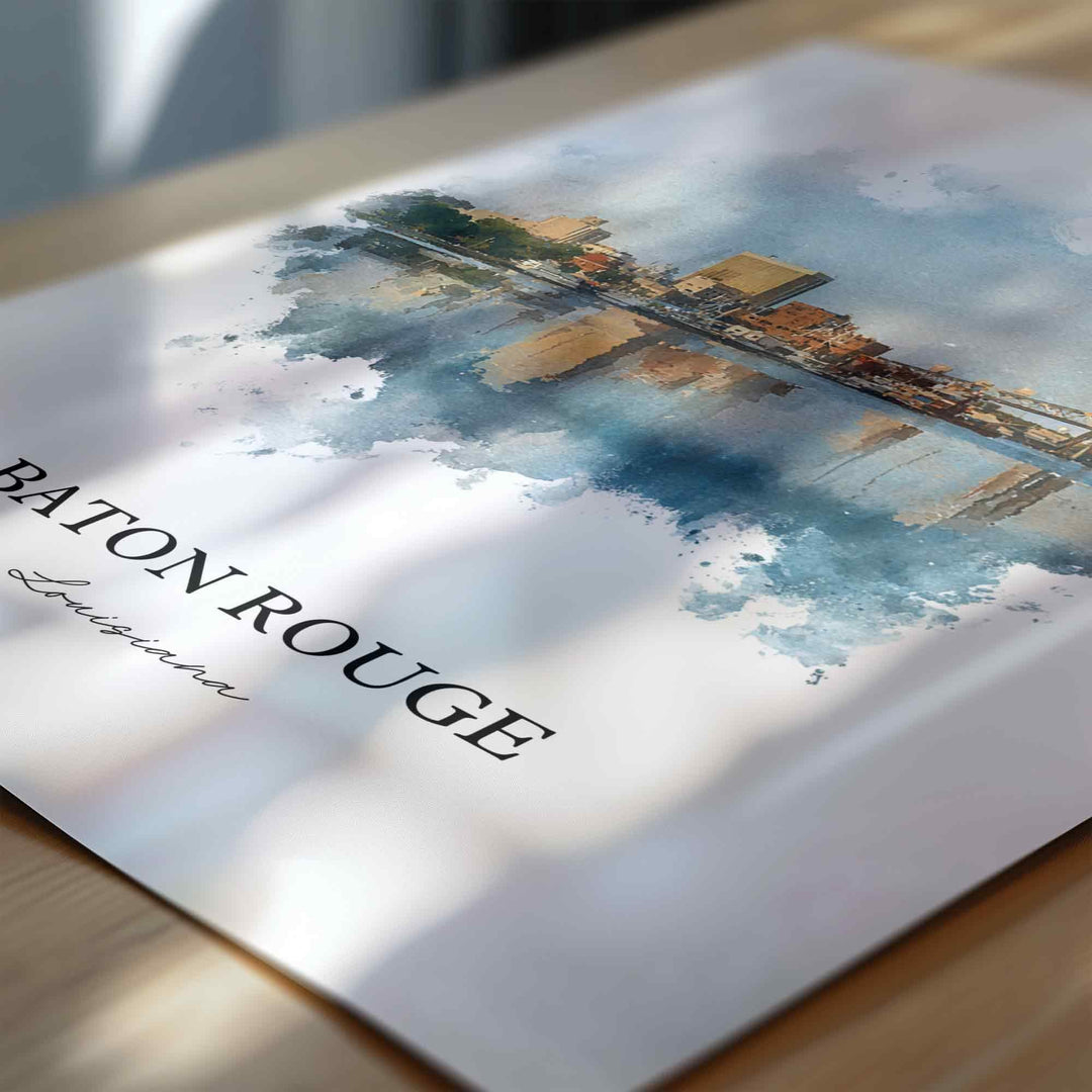 Baton Rouge, Louisiana – Watercolor Art Print