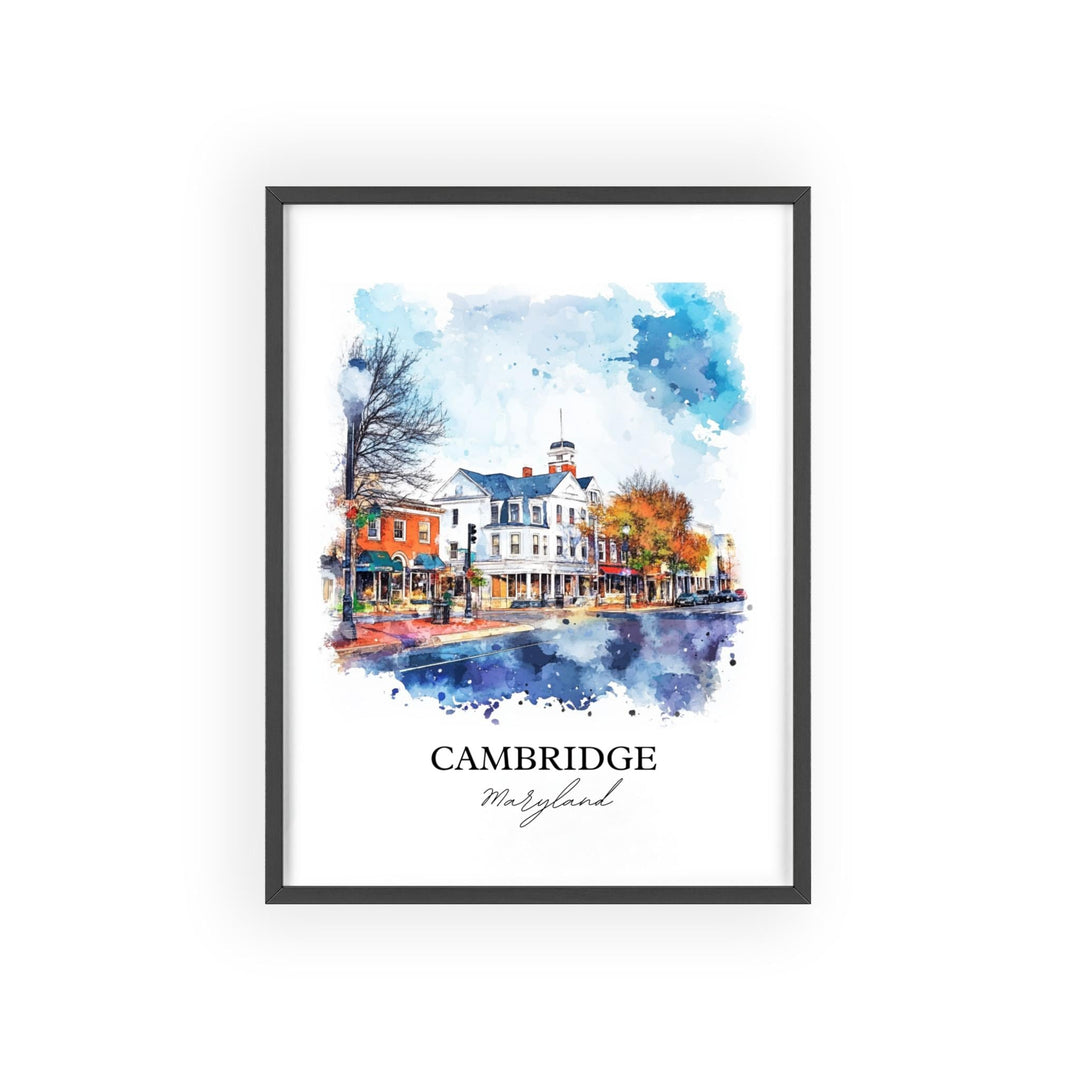 Cambridge MD Wall Art, Cambridge MD Print, Maryland Watercolor Art, Dorchester County Gift, Travel Print, Travel Poster, Housewarming Gift