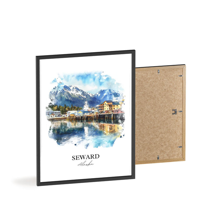 Seward Alaska Wall Art, Kenai Peninsula Print, Alaska Watercolor Art, Seward AK Gift, Travel Print, Travel Poster, Housewarming Gift