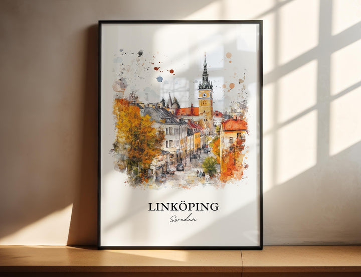 Linköping Travel Print Wall Art Linköping Wall Hanging Home Décor Linköping Gift Art Lovers Sweden Art Lover Gift Linköping Poster