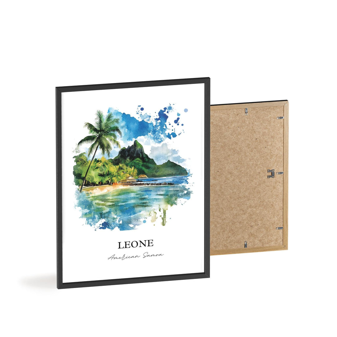 Leone American Samoa Art, Tutuila Island Print, Leone Watercolor Art, American Samoa Gift, Travel Print, Travel Poster, Housewarming Gift