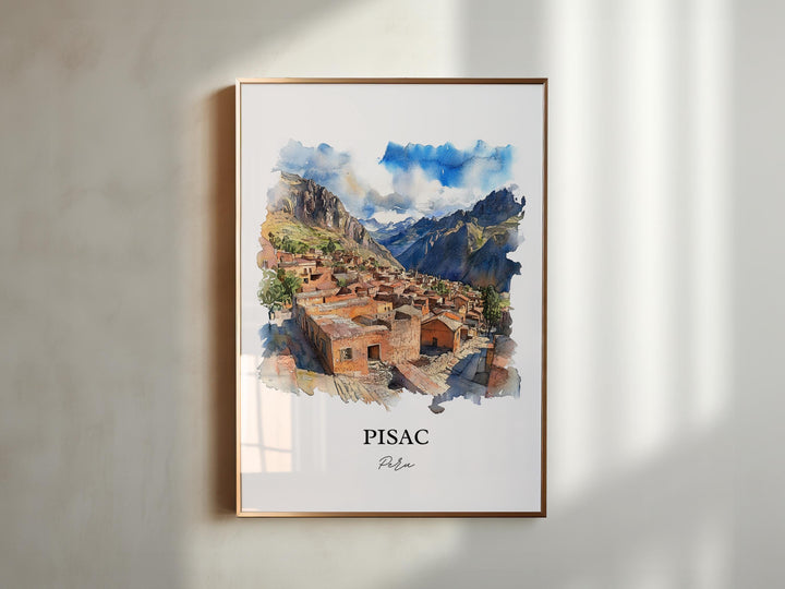 Pisac Peru Wall Art, Sacred Valley Peru Print, Peru Watercolor Art, Pisac Peru Gift, Travel Print, Travel Poster, Housewarming Gift