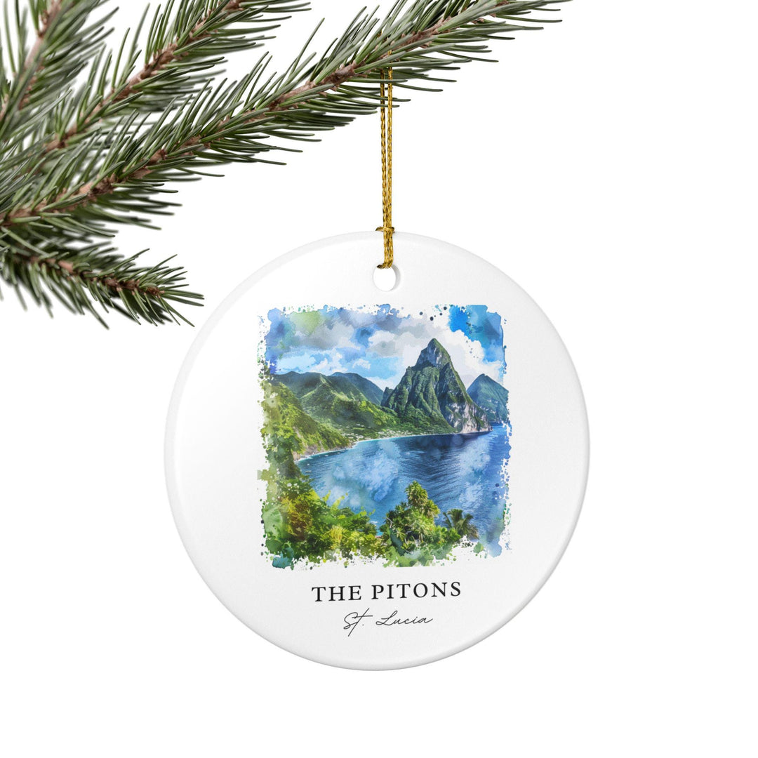 Pitons St. Lucia Ornament: Unique St Lucia Souvenir, The Pitons Xmas Decor, and Authentic Saint Lucia Caribbean Gift