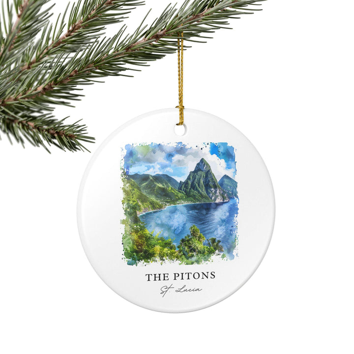Pitons St. Lucia Ornament: Unique St Lucia Souvenir, The Pitons Xmas Decor, and Authentic Saint Lucia Caribbean Gift