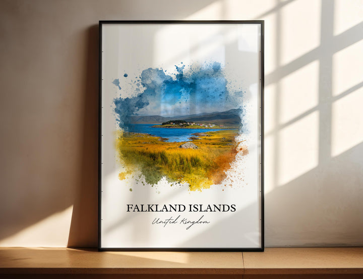 Falkland Islands Art, Islas Malvinas Print, UK Artwork, Falkland Islands Gift, Falkland Travel Print, Travel Poster, Housewarming Gift