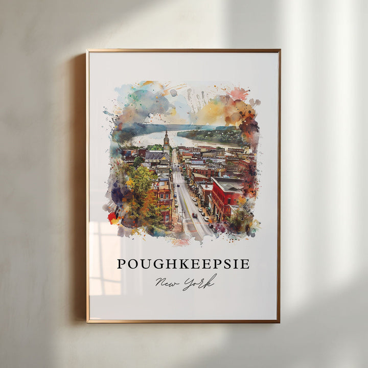 Poughkeepsie NY Wall Art, Dutchess County Print, Dutchess Cty Watercolor, Poughkeepsie Gift,