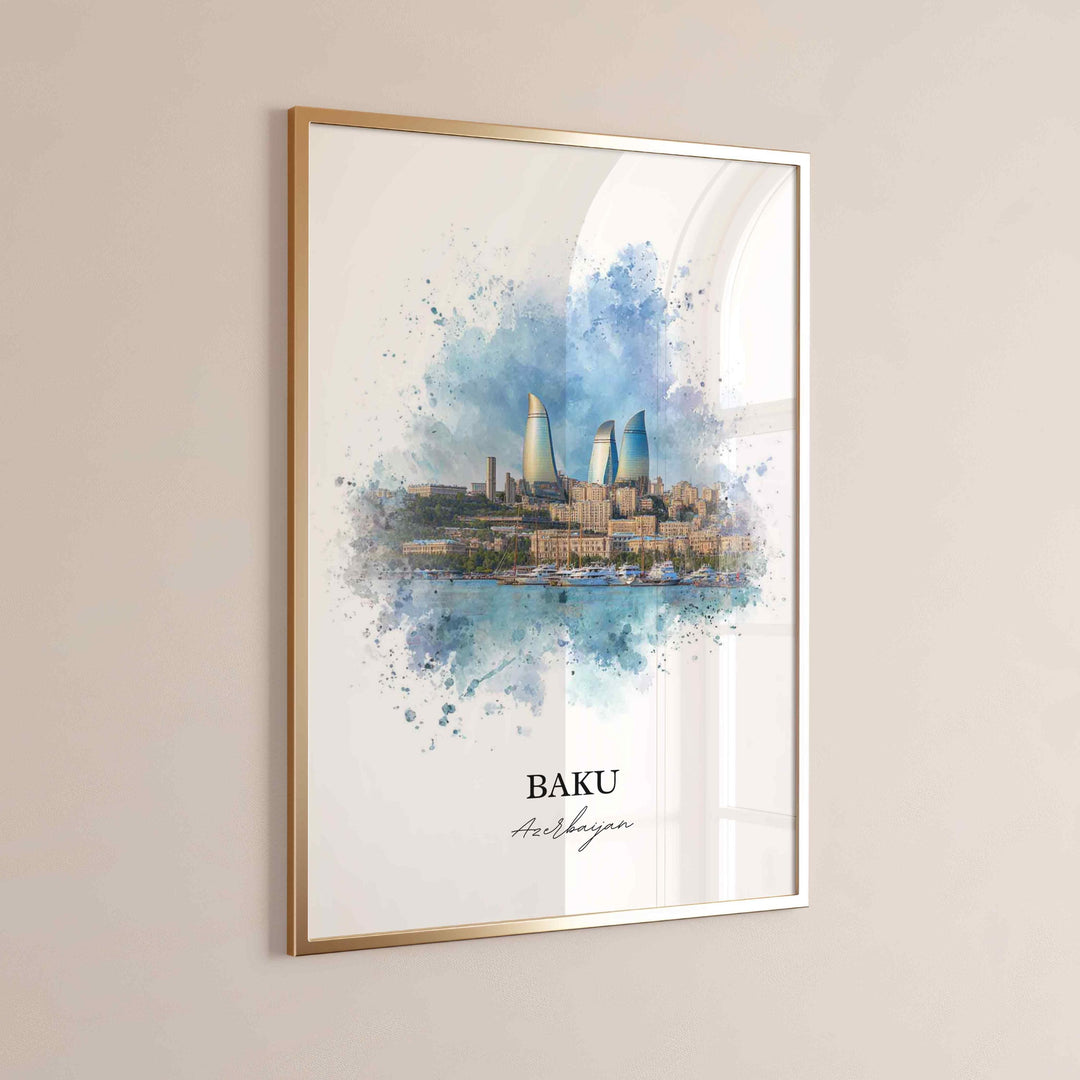 Baku, Azerbaijan – Watercolor Art Print