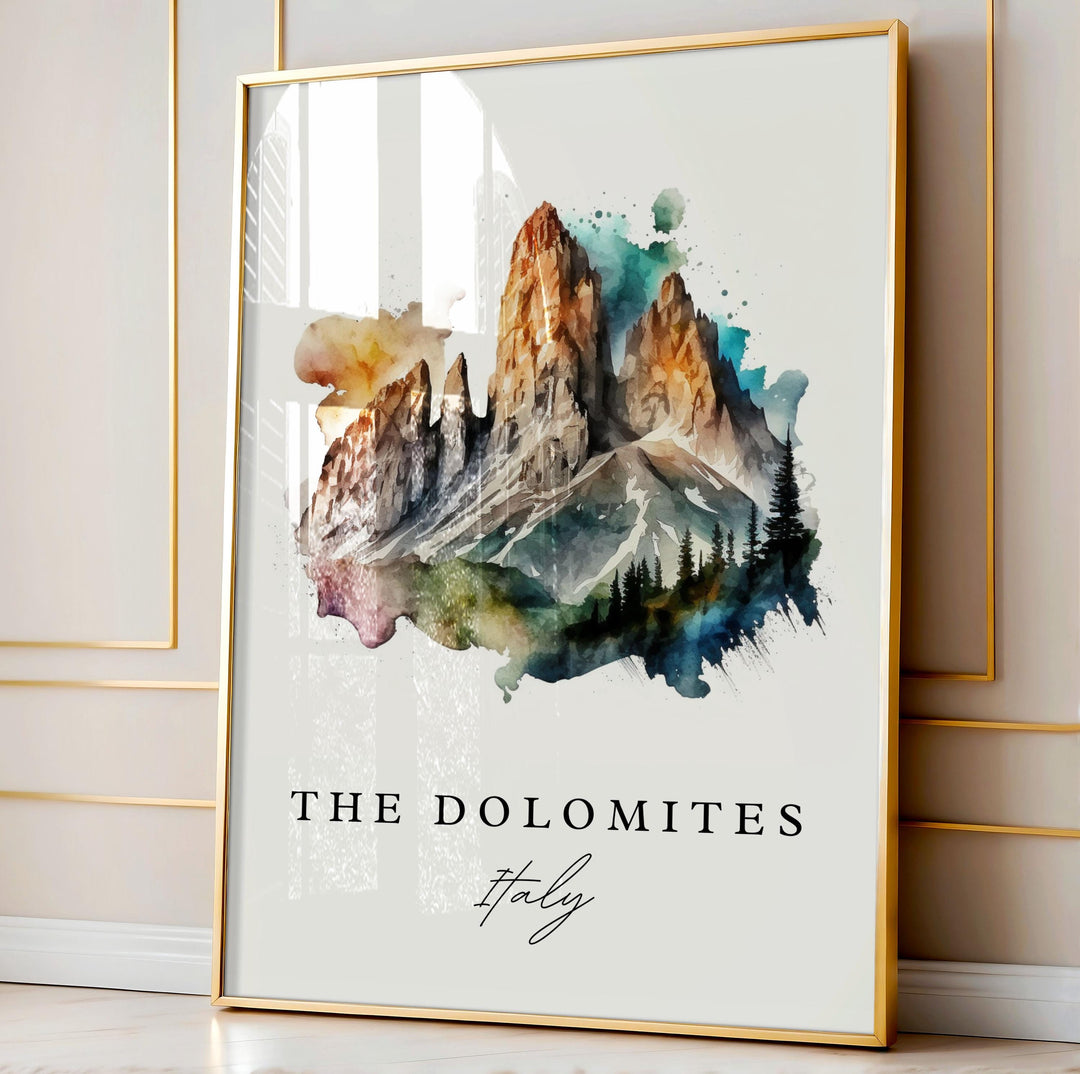 Dolomites Wall Art, Dolomites Print, Dolomites Watercolor Art, Dolomites Italy Gift,