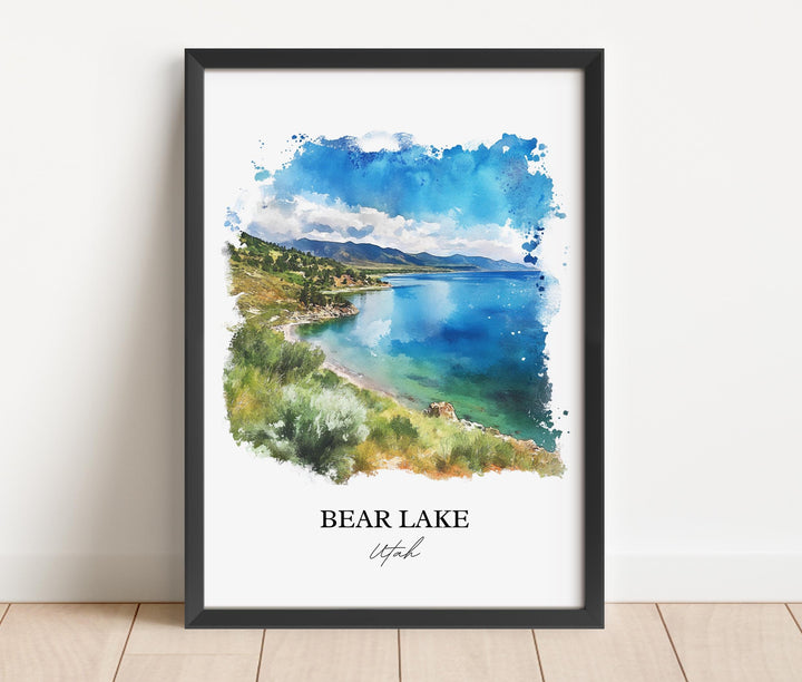 Bear Lake UT Wall Art, Garden City UT Print, Utah Watercolor Art, Bear Lake Gift, Travel Print, Travel Poster, Housewarming Gift