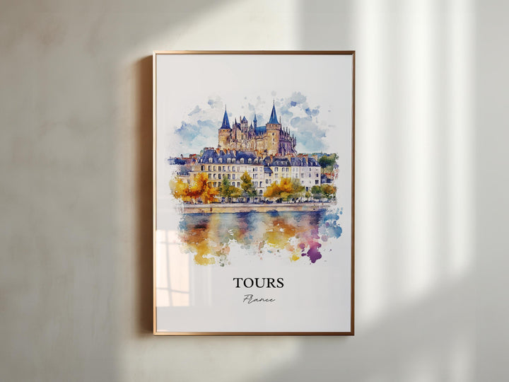 Tours France Wall Art, Indre-et-Loire Print, France Watercolor Art, Tours France Gift, Travel Print, Travel Poster, Housewarming Gift