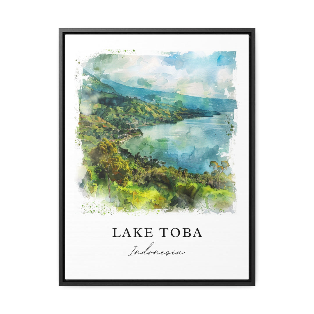 Lake Toba Wall Art, Lake Toba Indonesia Print, Lake Toba Watercolor, Sumatra Indonesia Gift,