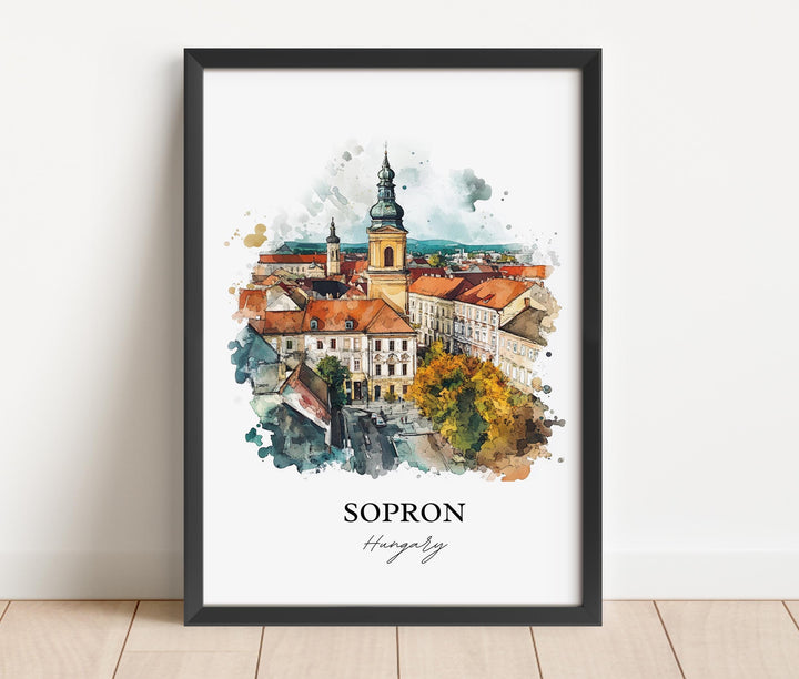 Sopron Wall Art, Lake Neusiedl Print, Hungary Watercolor Art, Sopron Hungary Gift, Travel Print, Travel Poster, Housewarming Gift