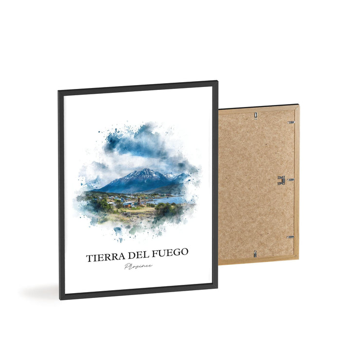 Tierra del Fuego Art, Chile Print, Argentina Watercolor Art, Tierra del Fuego Gift, South America Print, Travel Poster, Housewarming Gift